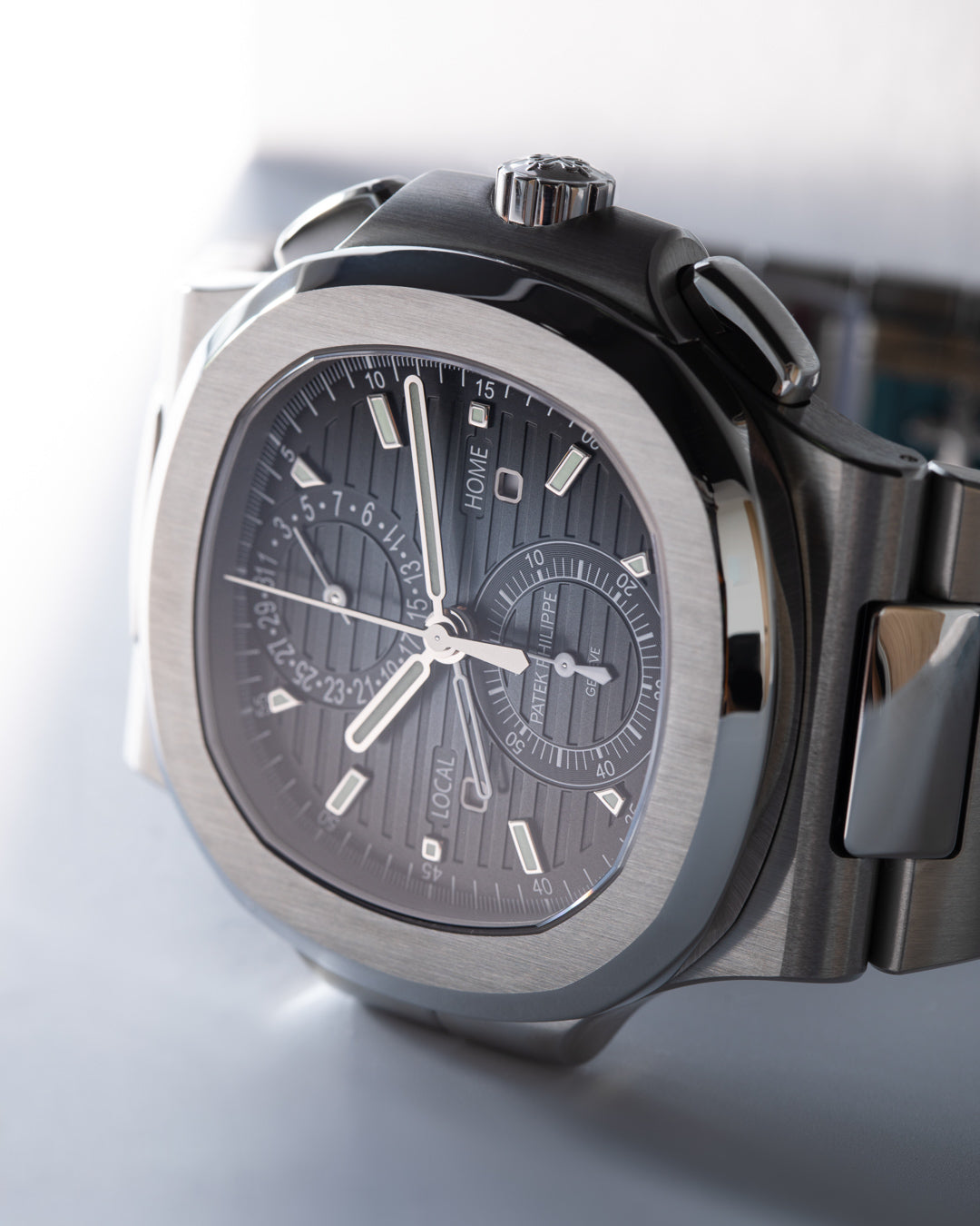 Nautilus Stainless Steel 'Blue Dial' Travel Time Chronograph 5990/1A