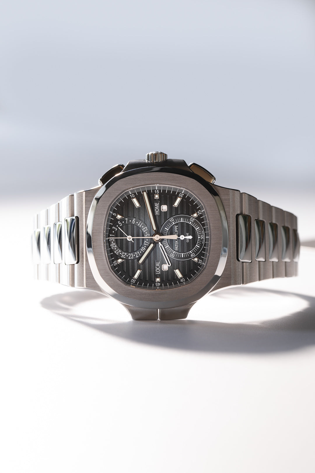 Nautilus Stainless Steel 'Blue Dial' Travel Time Chronograph 5990/1A