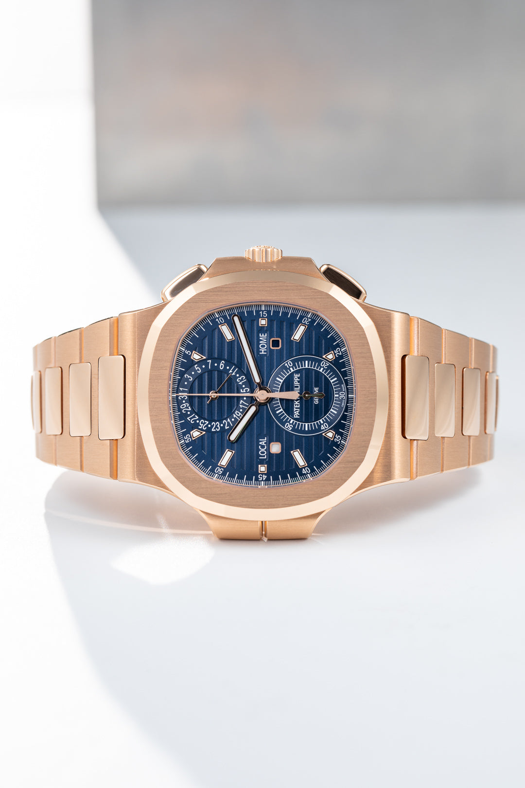 Nautilus Rose Gold 'Blue Dial' Travel Time Chronograph 5990/1R-001
